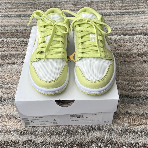 Nike Air Jordan Low Lime Green and White Sneakers - Picture 1 of 6